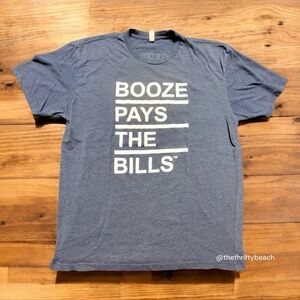 Booze Pays The Bills Heather Blue Graphic Tee